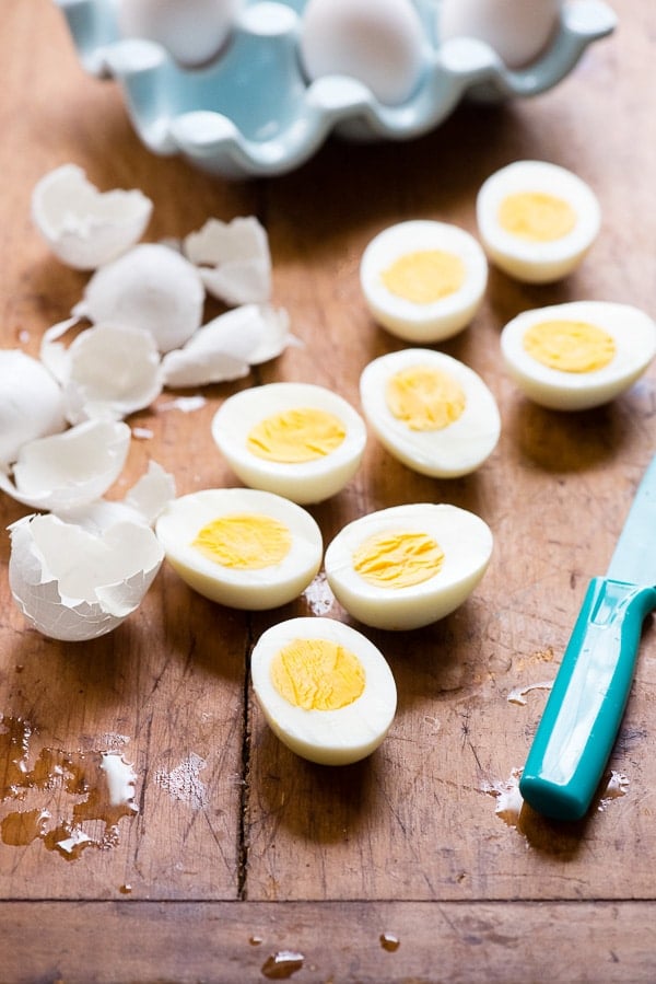 close up of sliced hard boiled eggs made in an Instant Pot