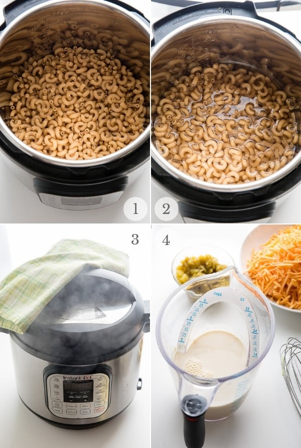 Instant Pot Mac and Cheese recipes steps collage 1