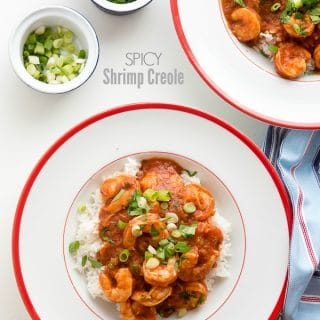 Spicy Shrimp Creole (recipe). An easy gluten-free dinner recipe that's great for an fast weeknight meal, serving to company or a potluck. Spicy tomato sauce loaded with tasty shrimp over rice. - BoulderLocavore.com