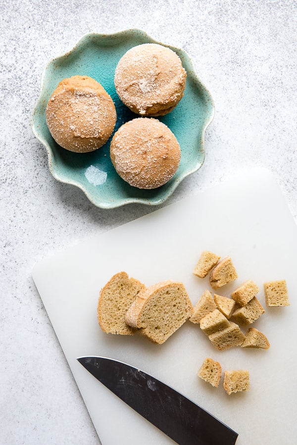 gluten-free Lemon Muffins on a blue ruffled ceramic 