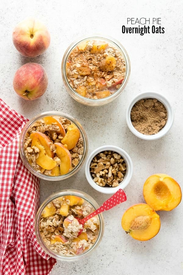 Peach Pie Overnight Oats in Weck tulip jars 