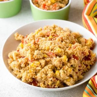 Multiple servings of low-carb spicy Mexican Fiesta Cauliflower Rice | BoulderLocavore.com