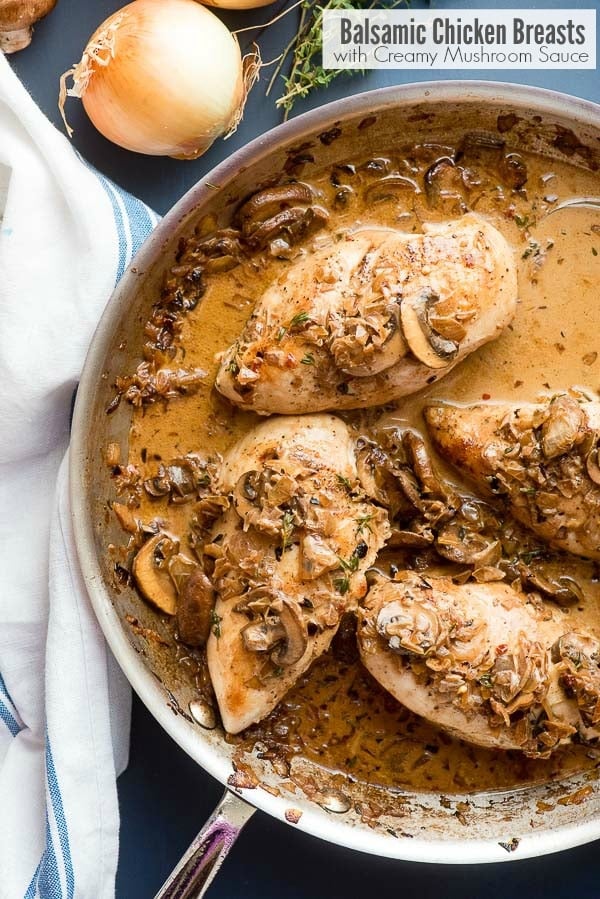 Balsamic Chicken Breasts With Creamy Mushroom Sauce