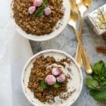 Cozy, warming Instant Pot Gingerbread Steel-Cut Oats with an eggnog drizzle and sugared cranberries (gluten-free) BoulderLocavore.com