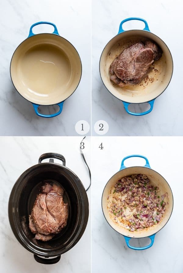 slow cooker pot roast recipe steps process steps collage 1