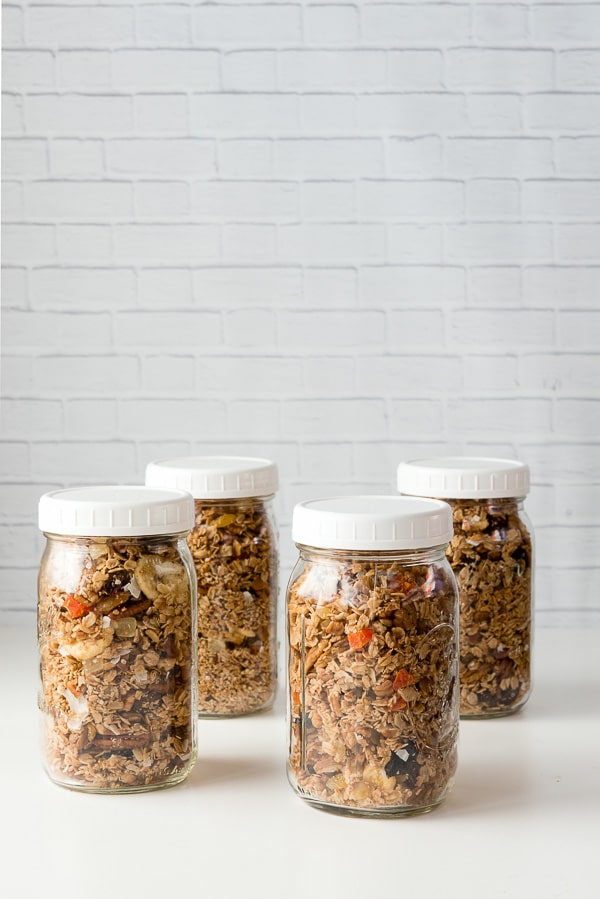 jars of Slow Cooker Tropical Granola