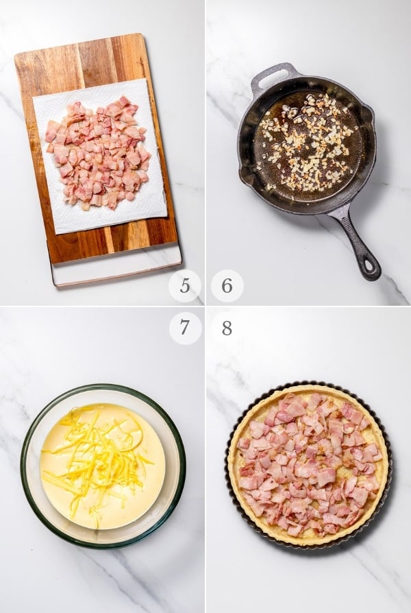 Quiche Lorraine recipe process steps photo collage 2