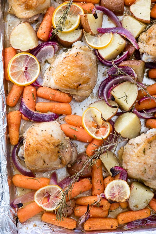 Sheet Pan Lemon Rosemary Chicken Thighs with Vegetables