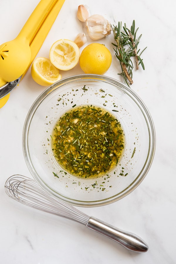 rosemary lemon garlic marinade in a bowl