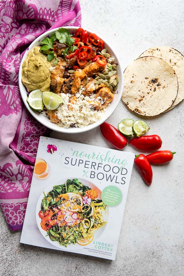 Baja Fish Taco Bowl with Nourishing Superfood Bowl cookbook