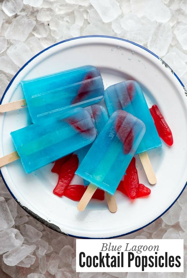 Plate of Blue Lagoon Cocktail Popsicles 