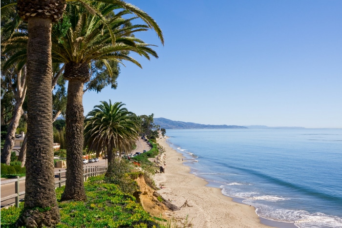 Butterfly Beach California with palm trees