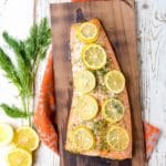 Charred Cedar Plank Salmon with Lemon and Dill