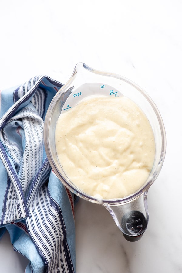 Gluten-free White cake batter in 4 cup measuring cup