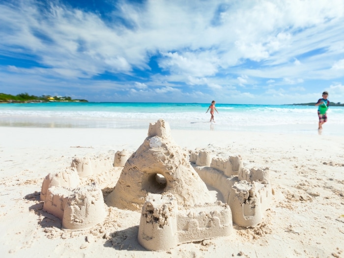 Sand castles on the beach 