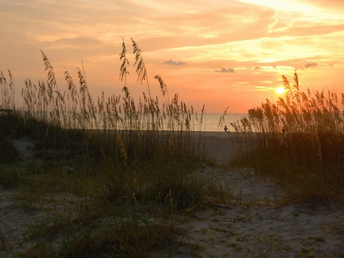 Best family beach vacations: Sunrise on Tybee Island and sea grass