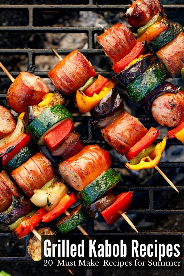 Grilled Kabob Recipes on grate (titled image)