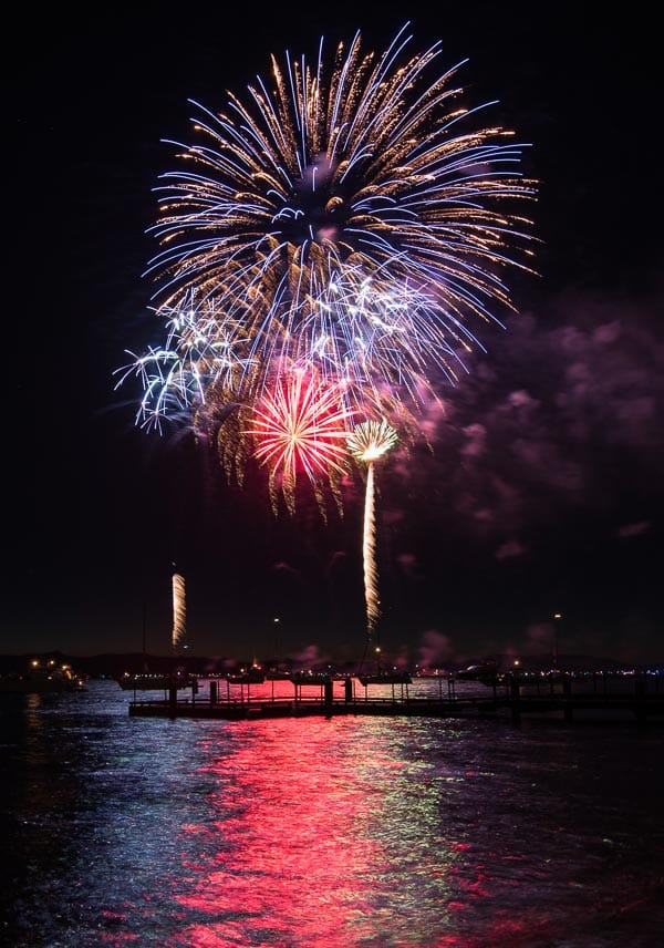 Lake Tahoe Fireworks over the water