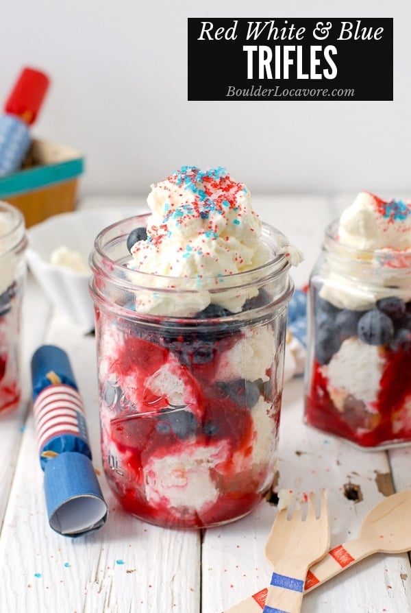 4th of July Desserts: Easy Red White & Blue Trifles in jar