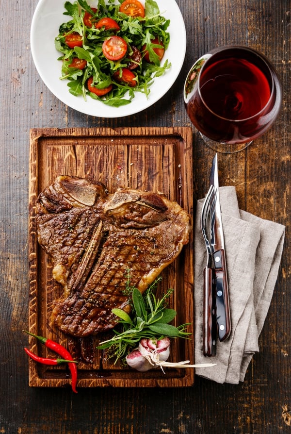 Grilled Porterhouse Steak on cutting board