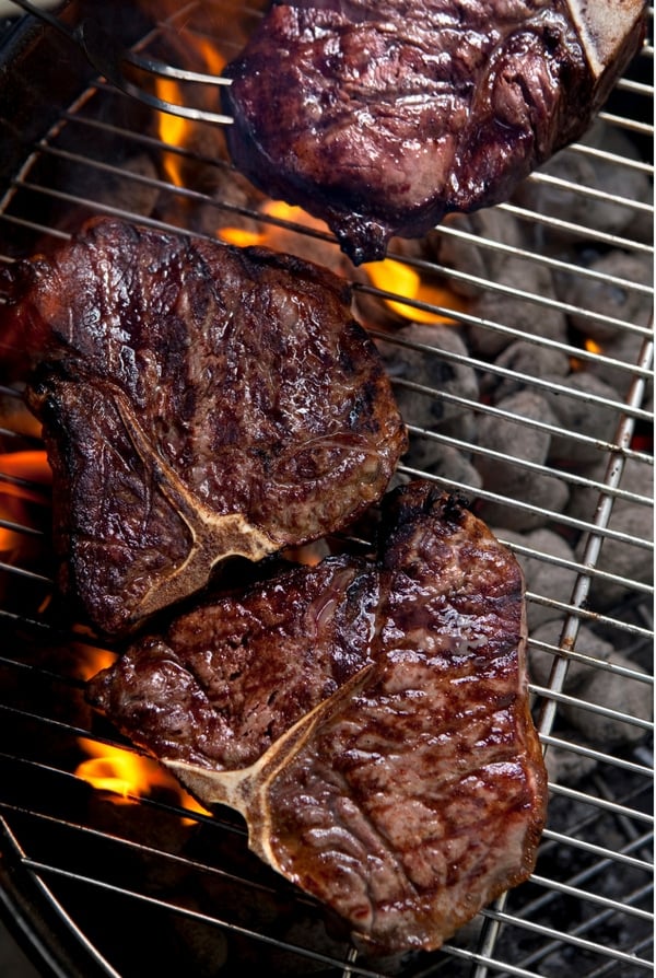 T-Bone steaks on grill