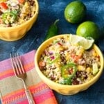 Mexican quinoa in yellow bowl square