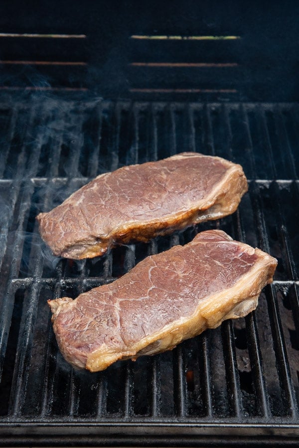 New York Strip making grill marks (steak on grill)