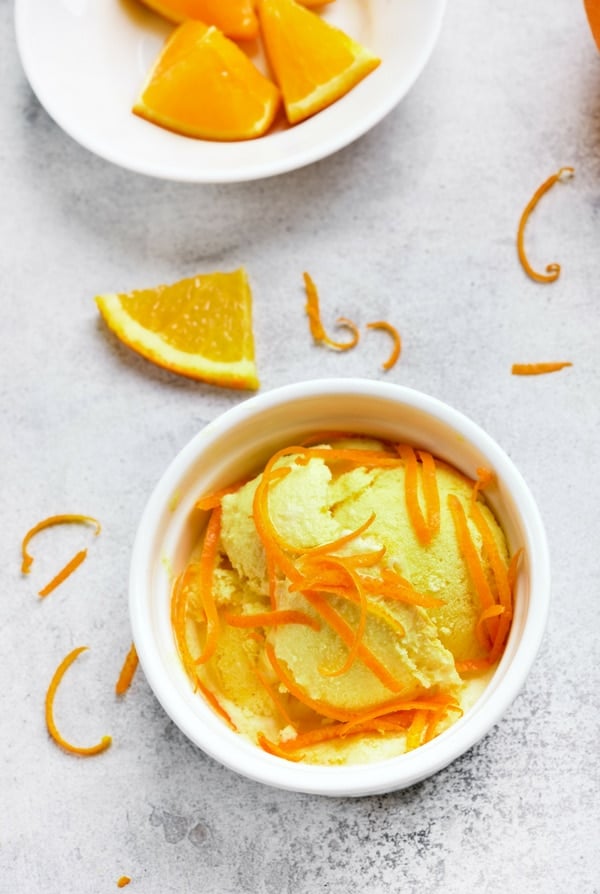 Orange Zest on orange ice cream