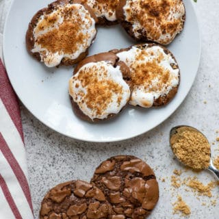 s'mores cookies on a plate title image
