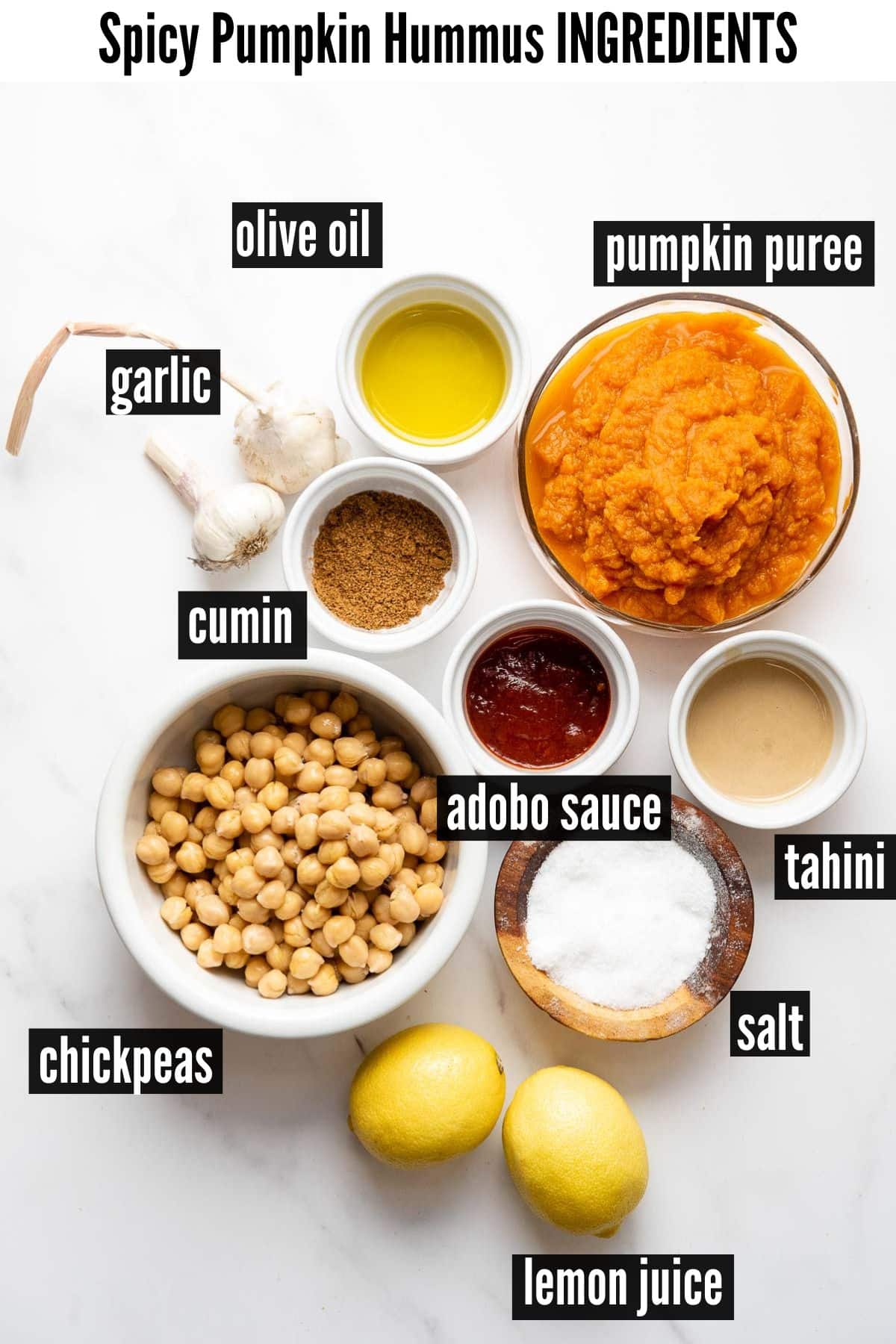 spicy pumpkin hummus labelled ingredients.