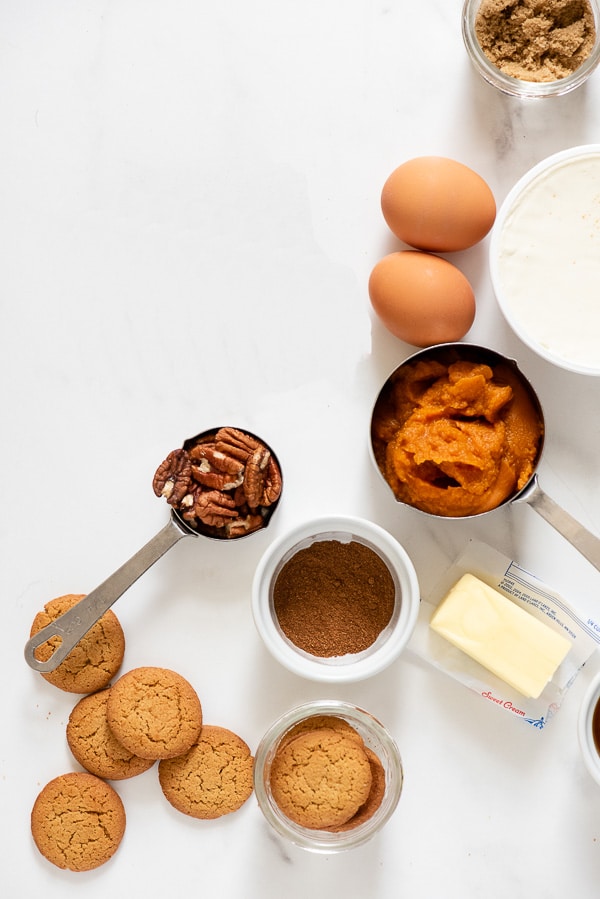 ingredients for mini pumpkin pie cheesecakes 