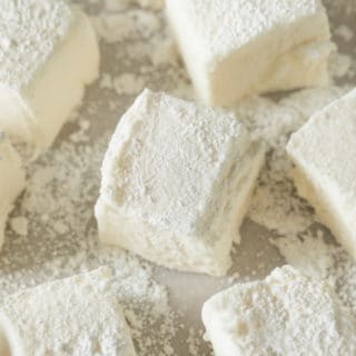 Homemade Marshmallows on powder sugar surface