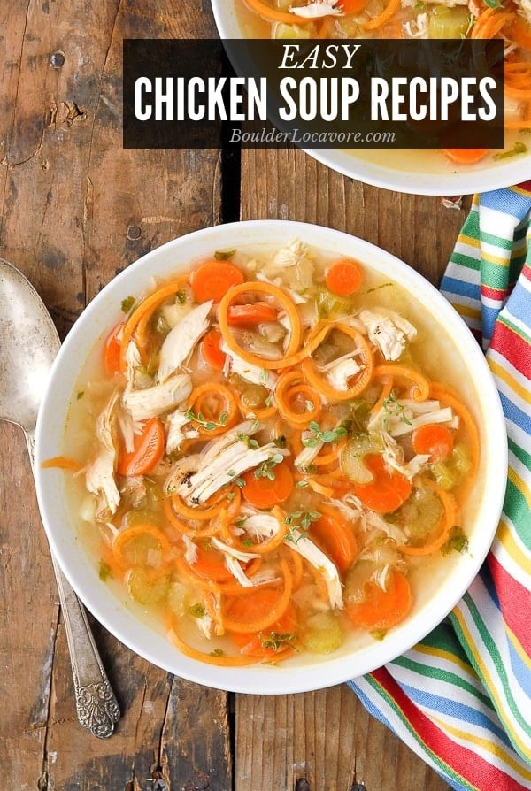bowl of chicken soup with sweet potato noodles
