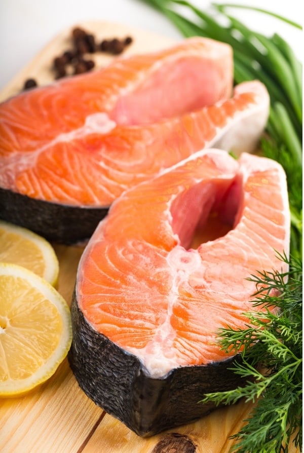 salmon steaks uncooked