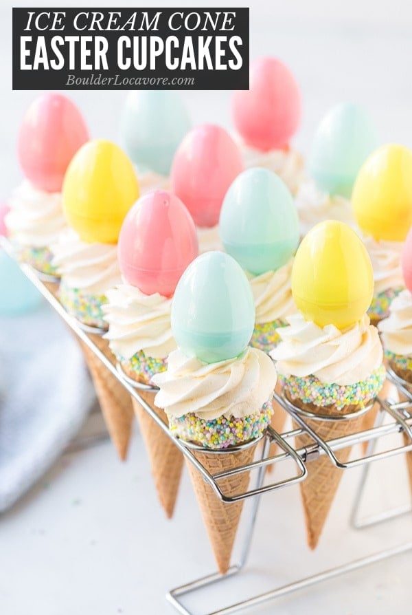 Ice Cream Cone Cupcakes for Easter  