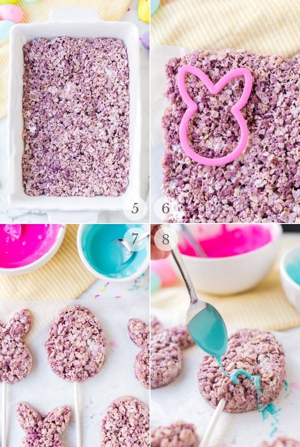 Easter Rice Krispie Treats process steps collage 2