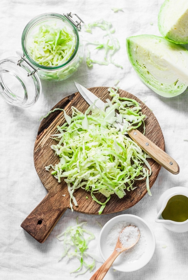 green shredded cabbage