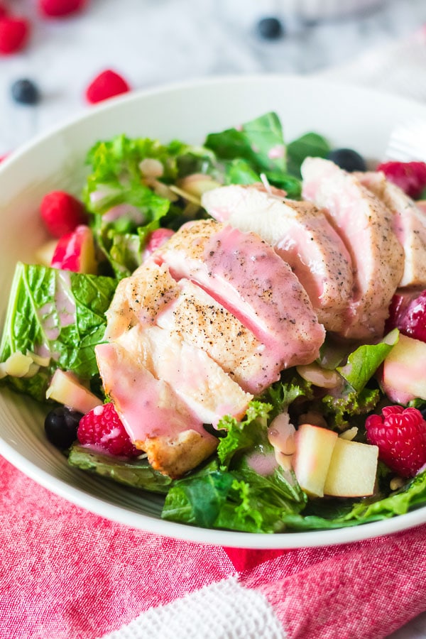 raspberry vinaigrette on salad 