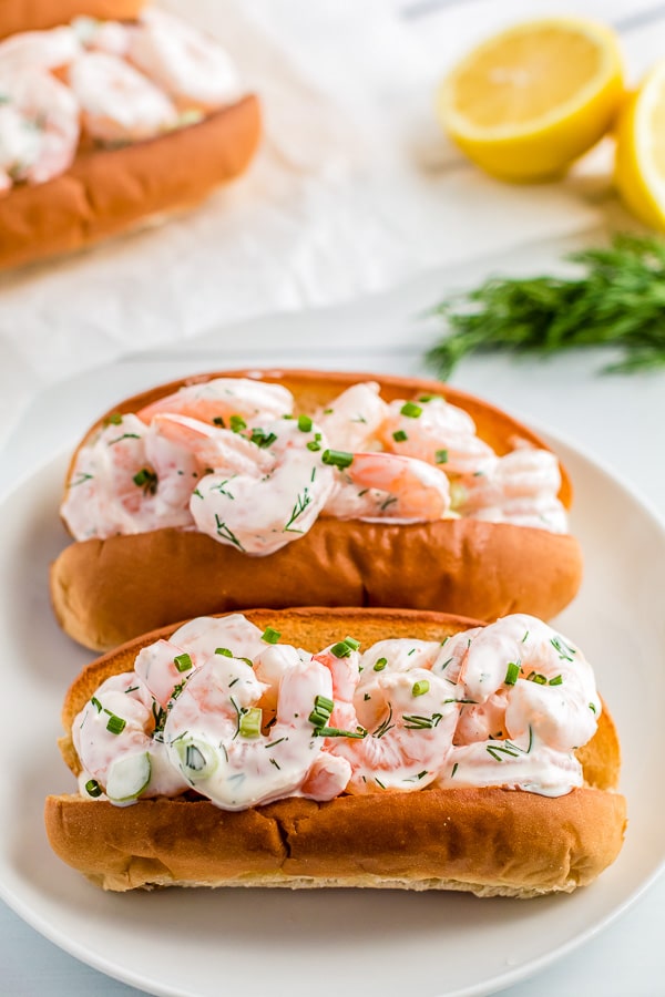 shrimp salad on toasted rolls