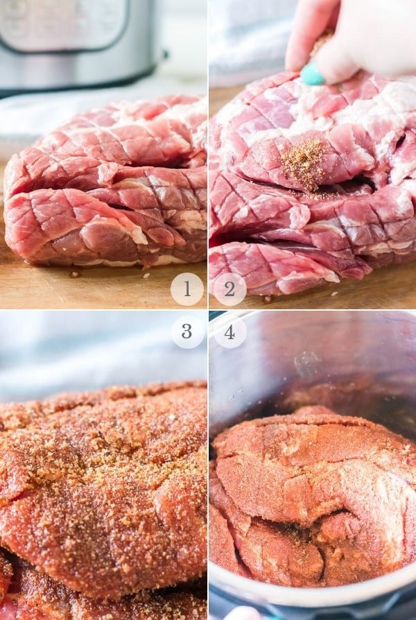 Instant Pot Pulled Pork recipe steps photo collage