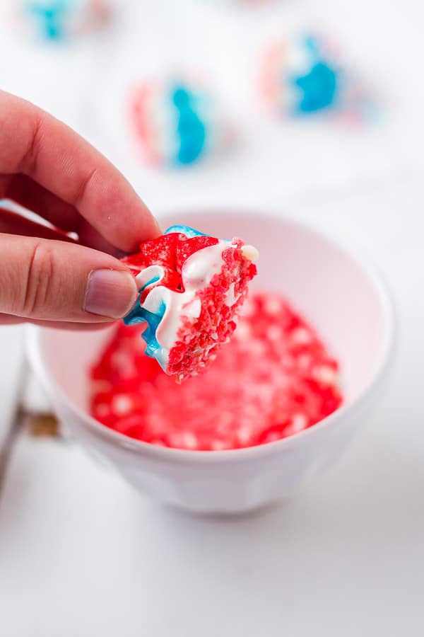 firecracker meringue cookies dipping in pop rocks 