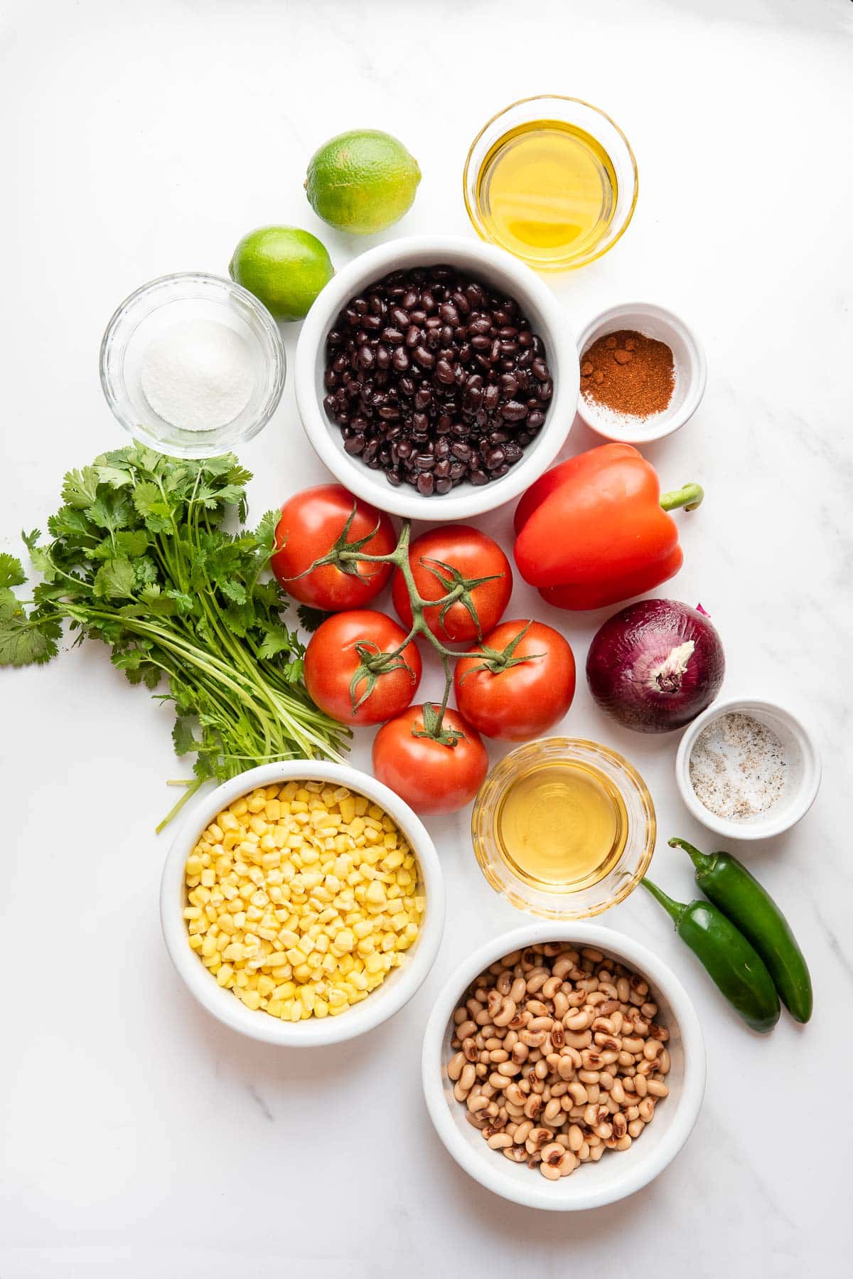 colorful cowboy caviar ingredients