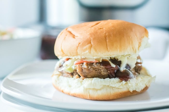 instant pot pulled pork sandwich with coleslaw