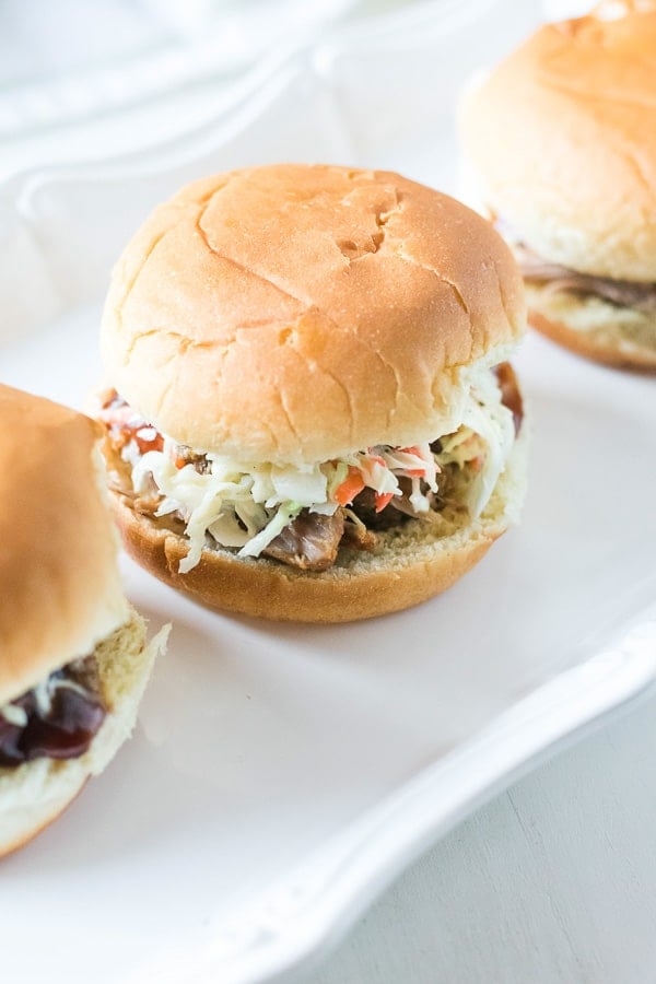 instant pot pulled pork sandwiches on platter