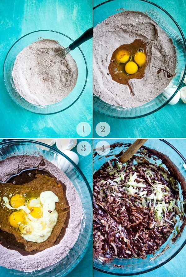 Chocolate Zucchini Cake recipe process photos collage