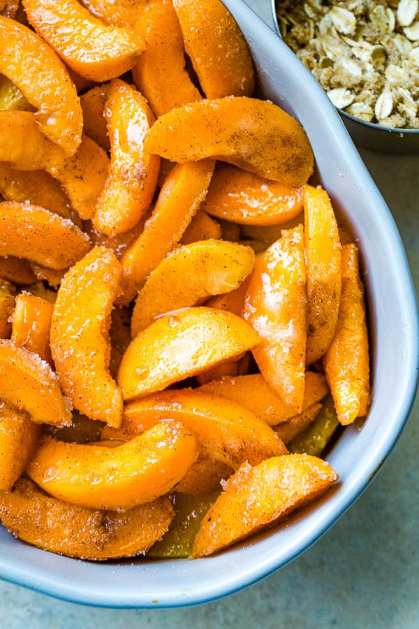 Juicy apricot slices tossed in sugar