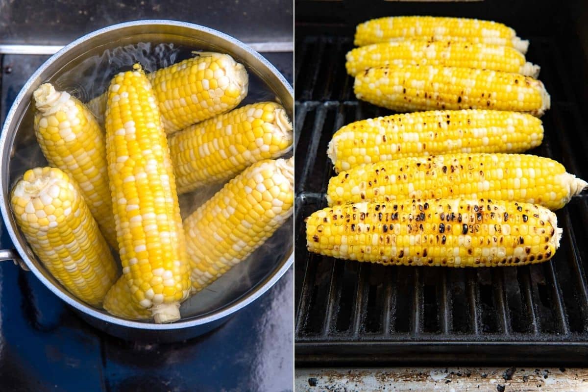 boiling corn and grilling corn