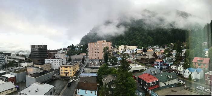 view of Juneau Alaska from Baranhof Hotel 