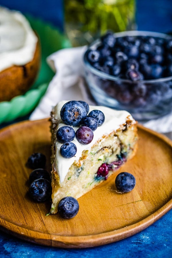 zucchini cake with blueberries slice