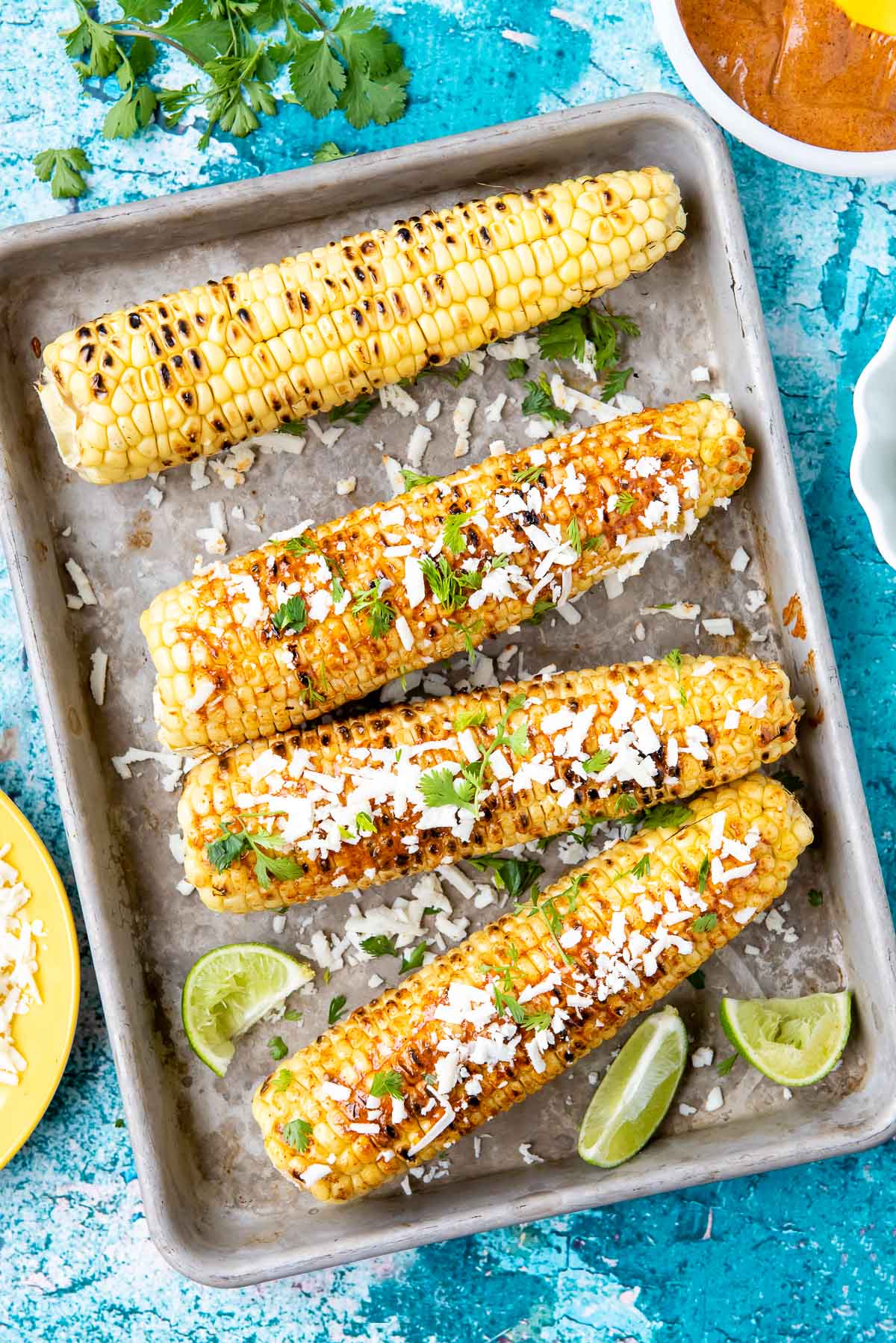 elote in baking sheet 